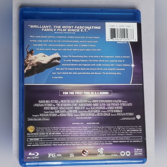 The Neverending Story Blu-Ray movie 1984 Rated PG film EUC - Picture 2 of 4